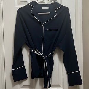 Oak and Fort Navy Belted pyjama style shirt